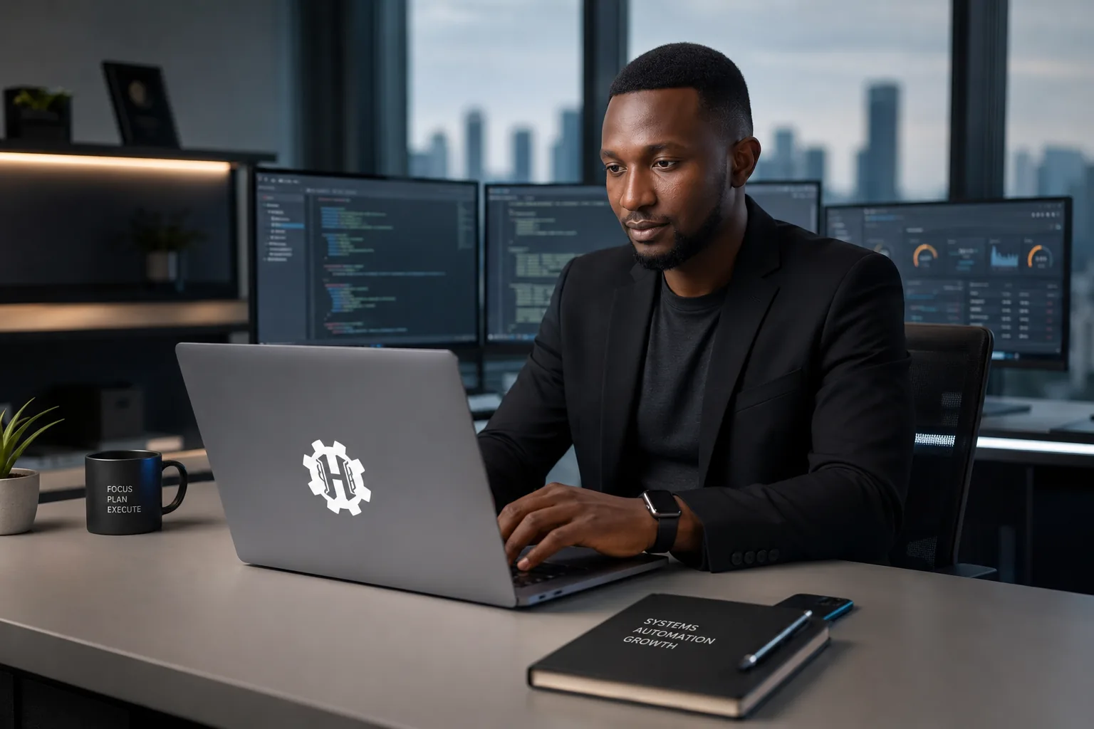 Harun Lucas working in a technology office