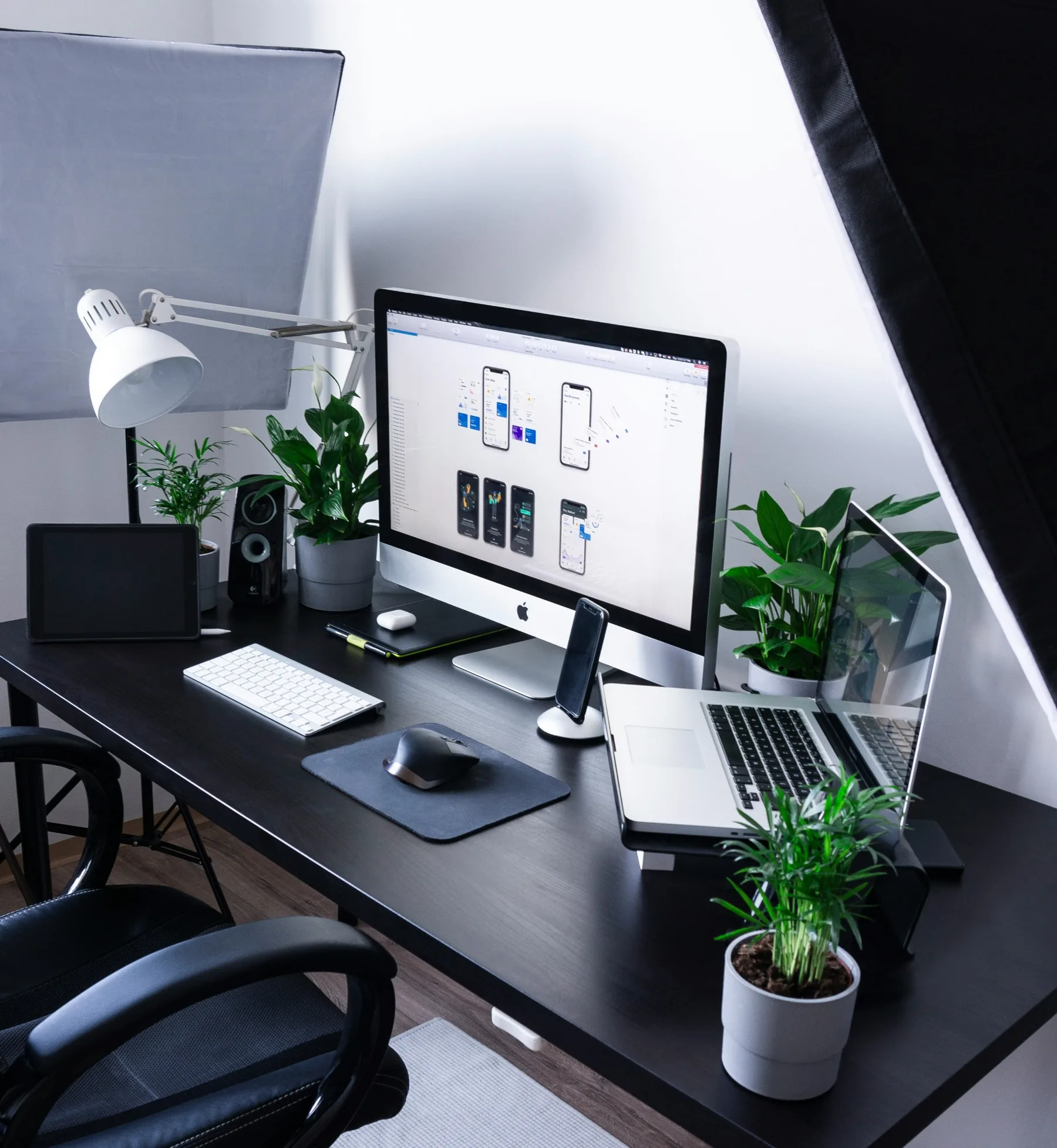 Modern digital product design and software development workspace